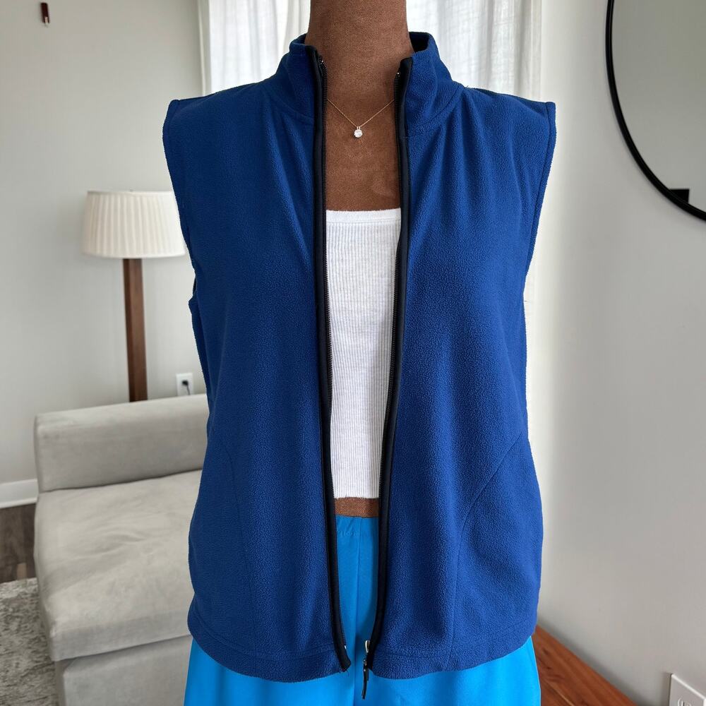2000s Target Xhilaration Activewear Blue Fleece Vest Full Zip Pockets Medium